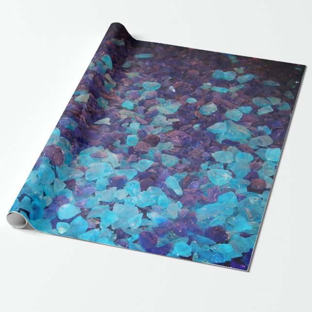Papel De Regalo Piedras Azules Navidad Cumpleaños Fiesta Abstracto (Desenrollado)