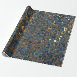 Papel De Regalo Piedras del mosaico en azul y oro