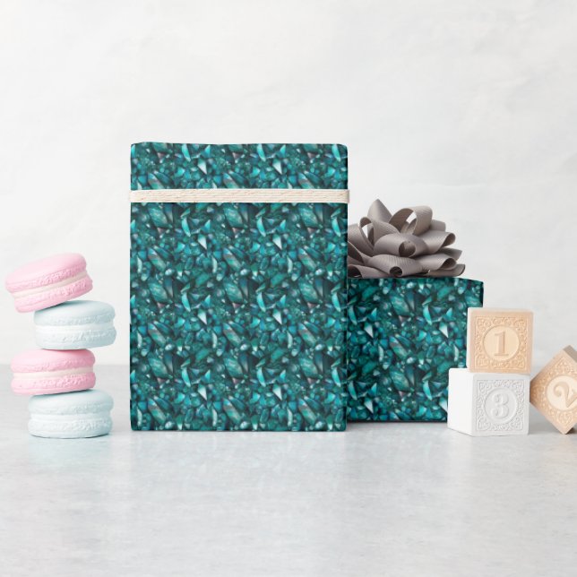 Papel De Regalo Piedras preciosas teal (Baby Shower)