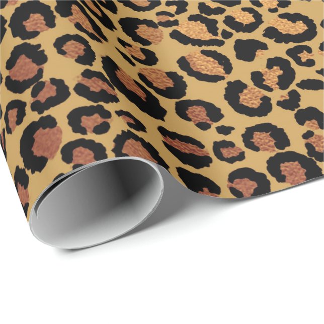 Papel De Regalo Piel de animales Leopardo Oro Piel africana de bro (Esquina del rollo)