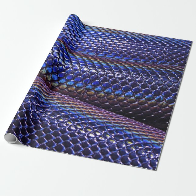 Papel De Regalo Piel de serpiente azul y violeta (Desenrollado)