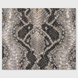 Papel De Regalo Piel de Serpiente Cristal de Plata de Lujo