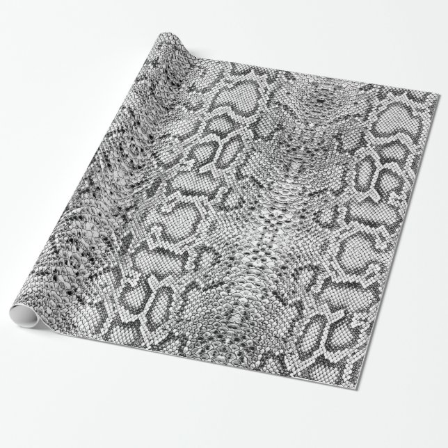 Papel De Regalo Piel de serpiente exótico Anaconda blanco negro (Desenrollado)
