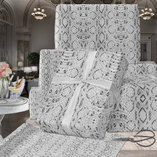 Papel De Regalo Piel de serpiente exótico negro y blanco