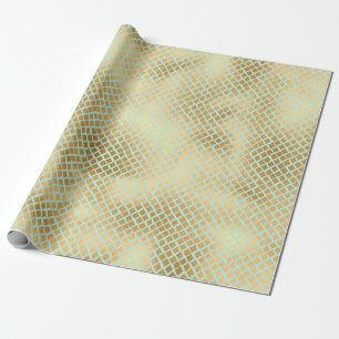 Papel De Regalo Piel de serpiente Golden y Mint
