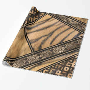 Papel De Regalo Piel de tigre de Bengala con adornos étnicos #1