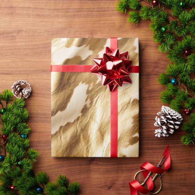 Papel De Regalo Piel de vaca de crema de oro occidental (Regalo de vacaciones)