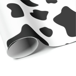 Papel De Regalo Pieles de vaca en blanco y negro, impresión anima