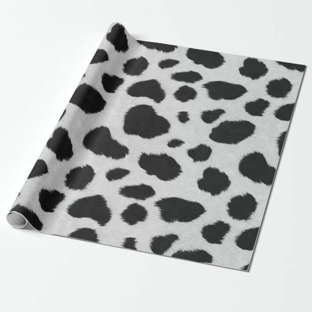 Papel De Regalo Pieles falsas de vaca en blanco y negro (Desenrollado)