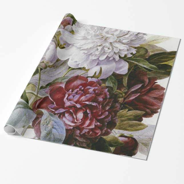 Papel De Regalo Pierre Joseph Redoute - A Bouquet Peonies (Desenrollado)