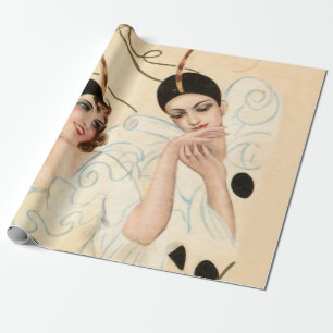 Papel De Regalo Pierrot y Pierrette Beso en la Mano por Sophia Chi