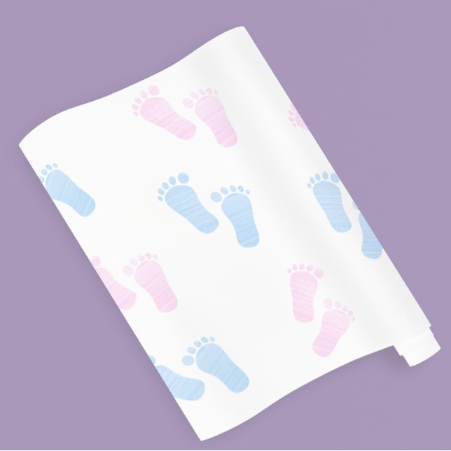 Papel De Regalo Pies de bebé azul rosado Imprimir Fiesta de revela (Subido por el creador)