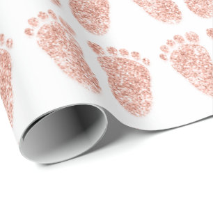 Papel De Regalo Pies del rosa blanco del muchacho del chica del