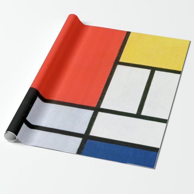 Papel De Regalo Piet Mondrian Composición Rojo amarillo Azul Negro (Desenrollado)