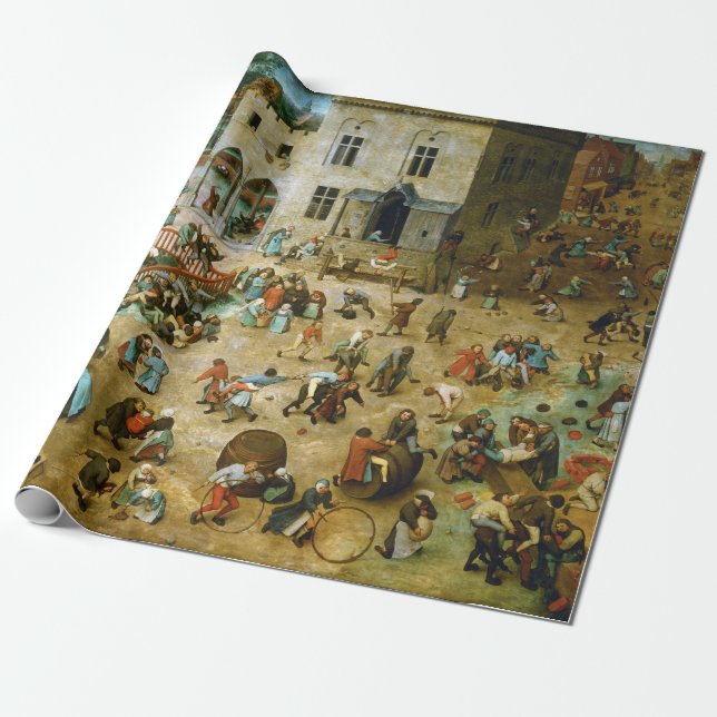 Papel De Regalo Pieter Bruegel, los Juegos Infantiles de Mayores (Desenrollado)