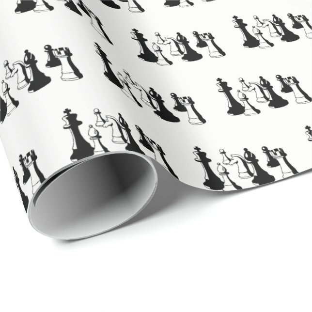 Papel De Regalo Piezas de Ajedrez Arte Antiguo #2 (Esquina del rollo)