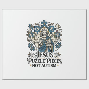 Papel De Regalo Piezas del rompecabezas de Jesús No Autismo Piezas
