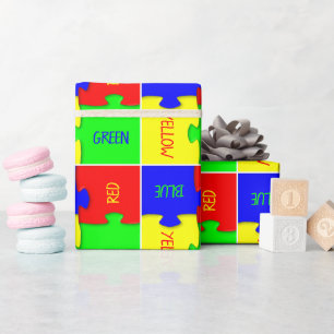 Papel De Regalo Piezas personalizadas de rompecabezas de colores v