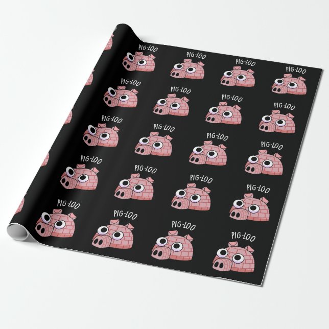 Papel De Regalo Pig-loo Funny Igloo Pun Dark BG (Desenrollado)