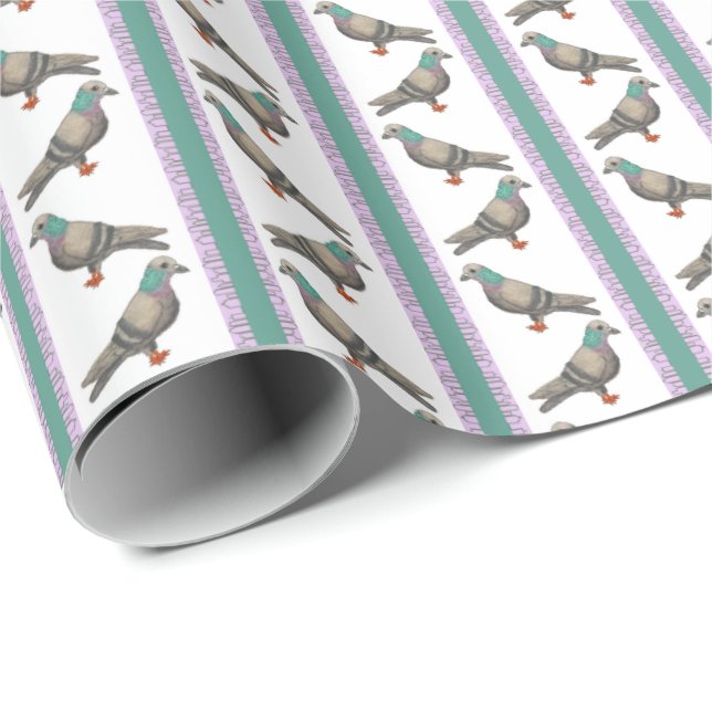 Papel De Regalo Pigeon Stripe (Esquina del rollo)
