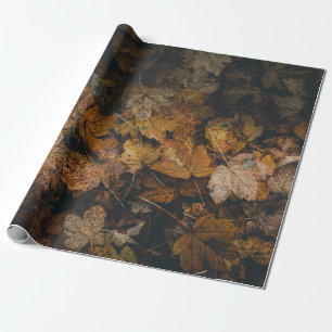 PAPEL DE REGALO PILA DE HOJAS DE MAPLA MARRONA