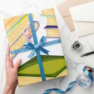 Papel De Regalo Pila de libros Lover Art y Leer libros