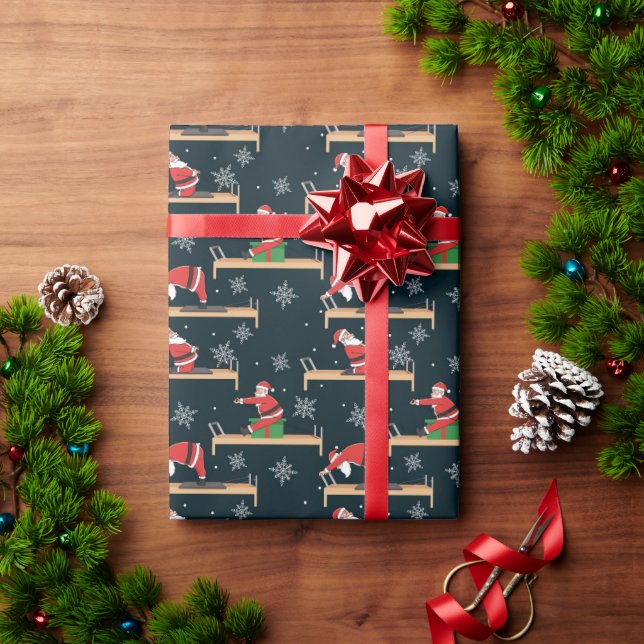 Papel De Regalo Pilates Reformer Santa Seamless Christmas Patterns (Regalo de vacaciones)