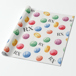 Papel De Regalo Píldoras RX coloridas para la atención de la salud