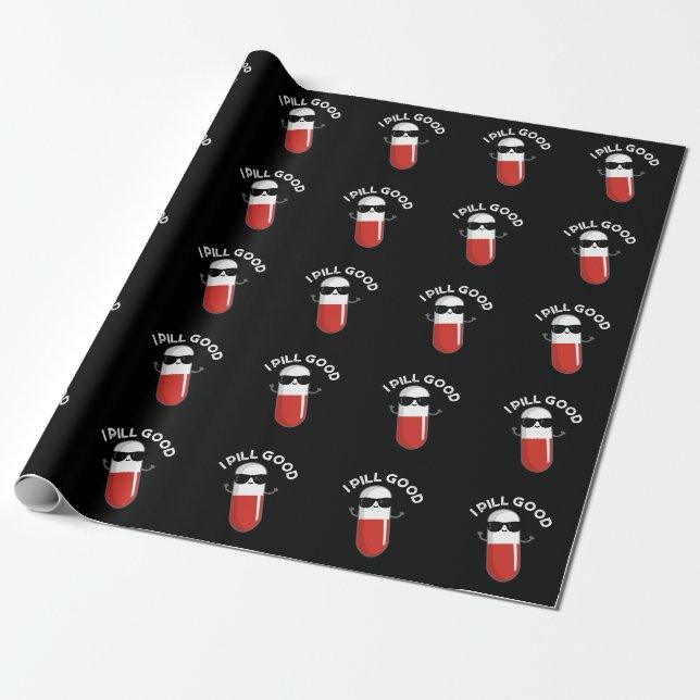Papel De Regalo Pill Good Funny Medicine Pun Dark BG (Desenrollado)