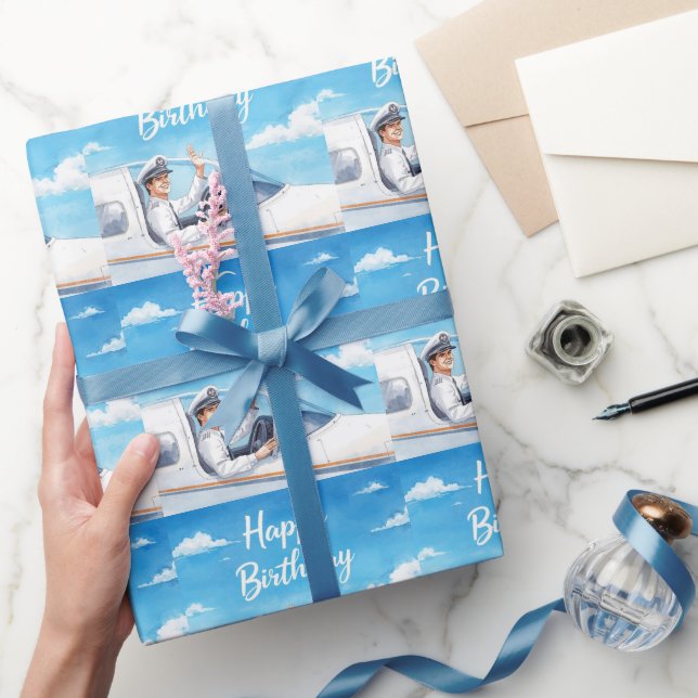 Papel De Regalo Pilot Birthday flying on Sky  (Regalar)