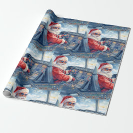 Papel De Regalo Pilot Santa is Flying for Christmas in the Sky 