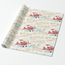Papel De Regalo Pilot Santa is Flying for Christmas in the Sky 