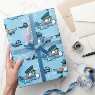 Papel De Regalo Piloto de avión lindo volando