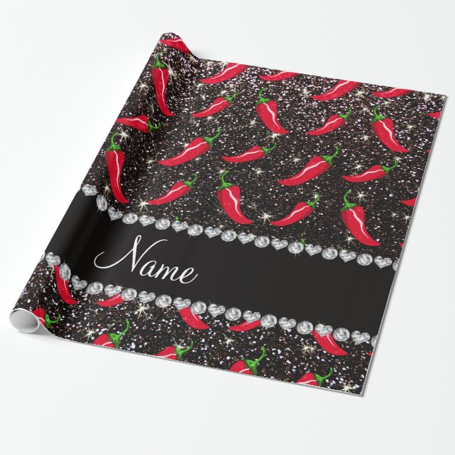 Papel De Regalo Pimienta de chile negra conocida personalizada del (Desenrollado)