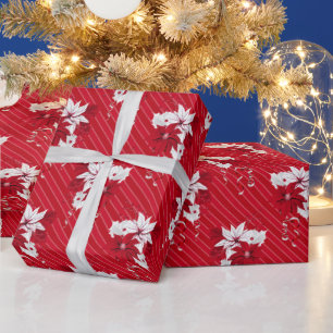 Papel De Regalo Pimienta de Navidad Patrón de franja de poinsett