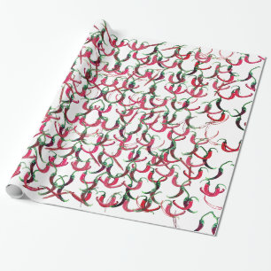 Papel De Regalo Pimientos calientes rojos y verdes envueltos de pa