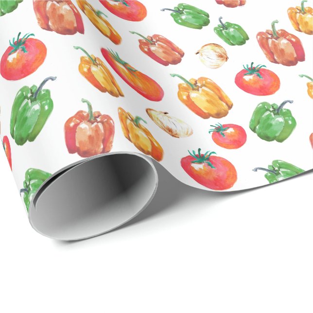 Papel De Regalo Pimientos de tomate Alimento de cebolla (Esquina del rollo)