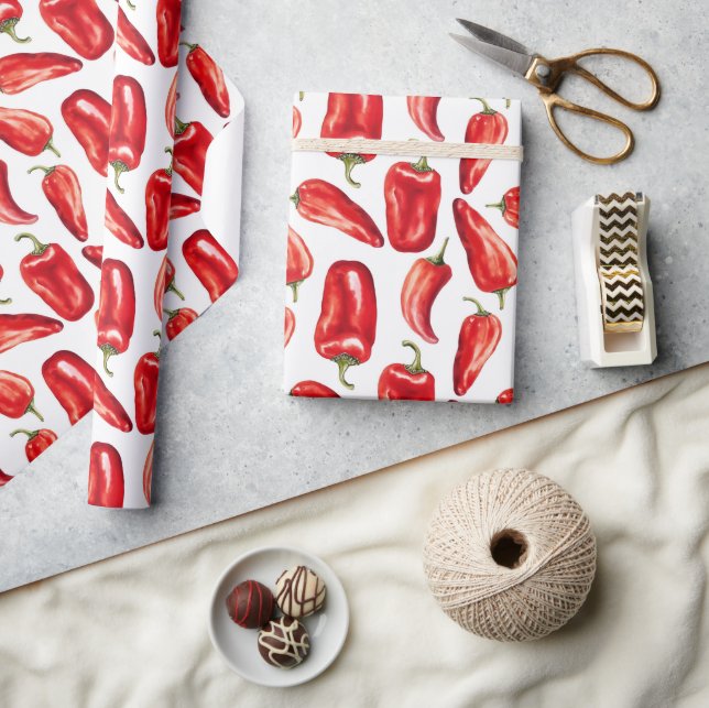 Papel De Regalo Pimientos rojos chili (Artesanía)