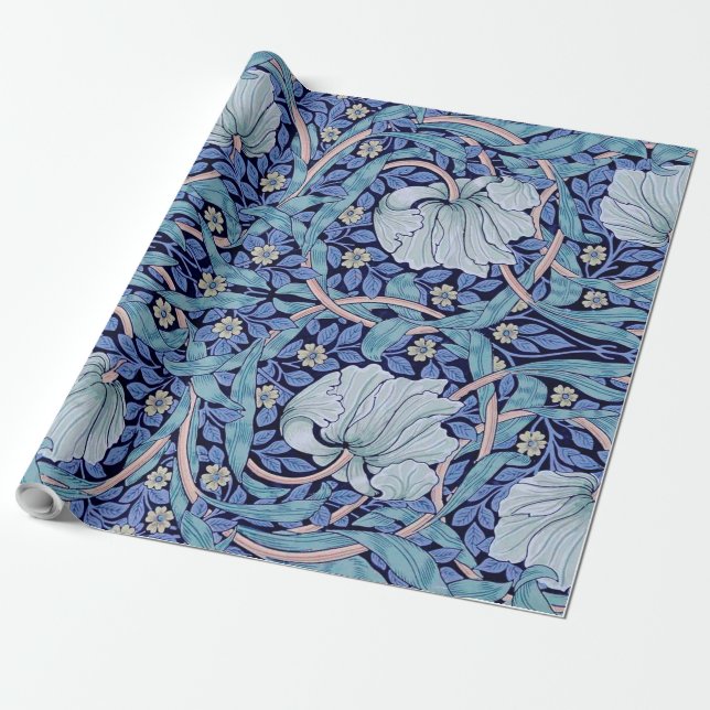 Papel De Regalo Pimpernel Blue, William Morris (Desenrollado)