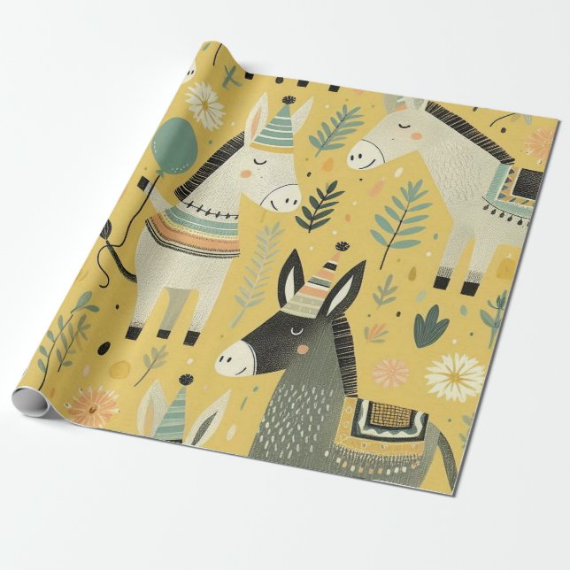 Papel De Regalo Pin the Tail on the Donkey Wrapping Paper (Desenrollado)