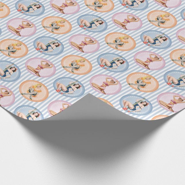 Papel De Regalo Pin Up Ladies - Modelos Retro Pinups (Esquina)