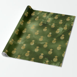 Papel De Regalo Piña Amarilla Verde Selva Fruta Tropical