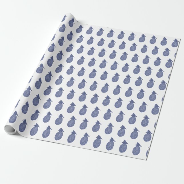 Papel De Regalo Piña Azul (Desenrollado)