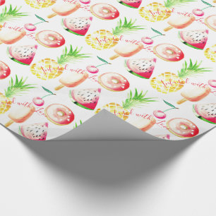Papel De Regalo Piña, Cerezas, Donuts, Helado, sandía