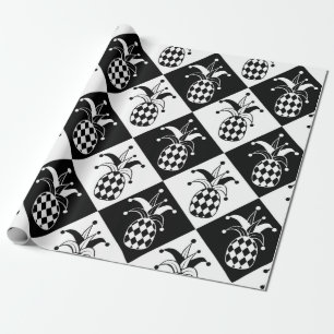 Papel De Regalo Piña estilizada. Gorra y rhombus Harlequin. Mar