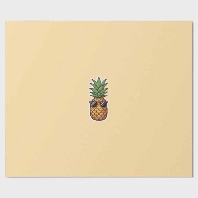 Papel De Regalo Piña Fresca con Gafas de Sol (Superficie plana)