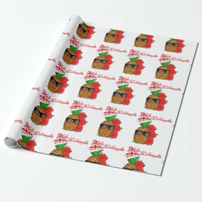 Papel De Regalo Piña Navidad Mele Kalikimaka (Desenrollado)