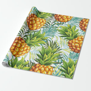 Papel De Regalo Piña. Patrón sin foco. Patrulla floral vintage