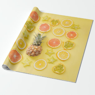 Papel De Regalo Piña rodeada de cítricos