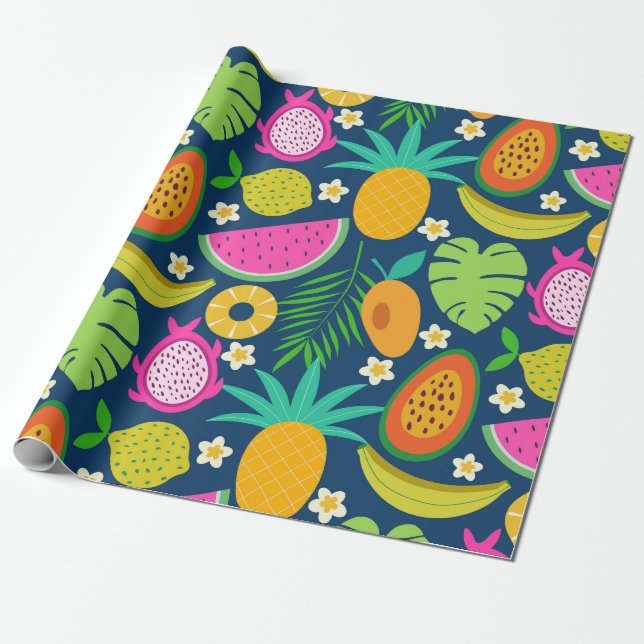 Papel De Regalo Piña tropical Frutas de la sandía de plátano (Desenrollado)